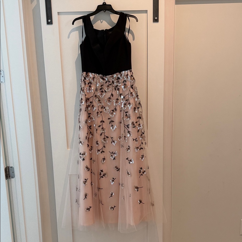 BCBGMaxAzria Black & Blush Floral Sequin Tulle Dress for Girls